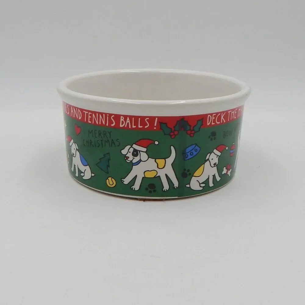 Deck The Halls Doggy Puppy Christmas Riviera Van Beers Signature Pet Bowl